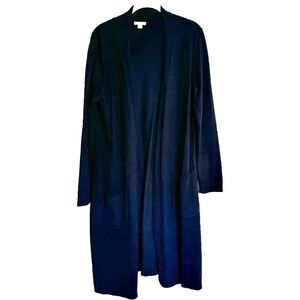 J Jill Lightweight Black Open Front Cardigan Duster Sweater Size S Casual